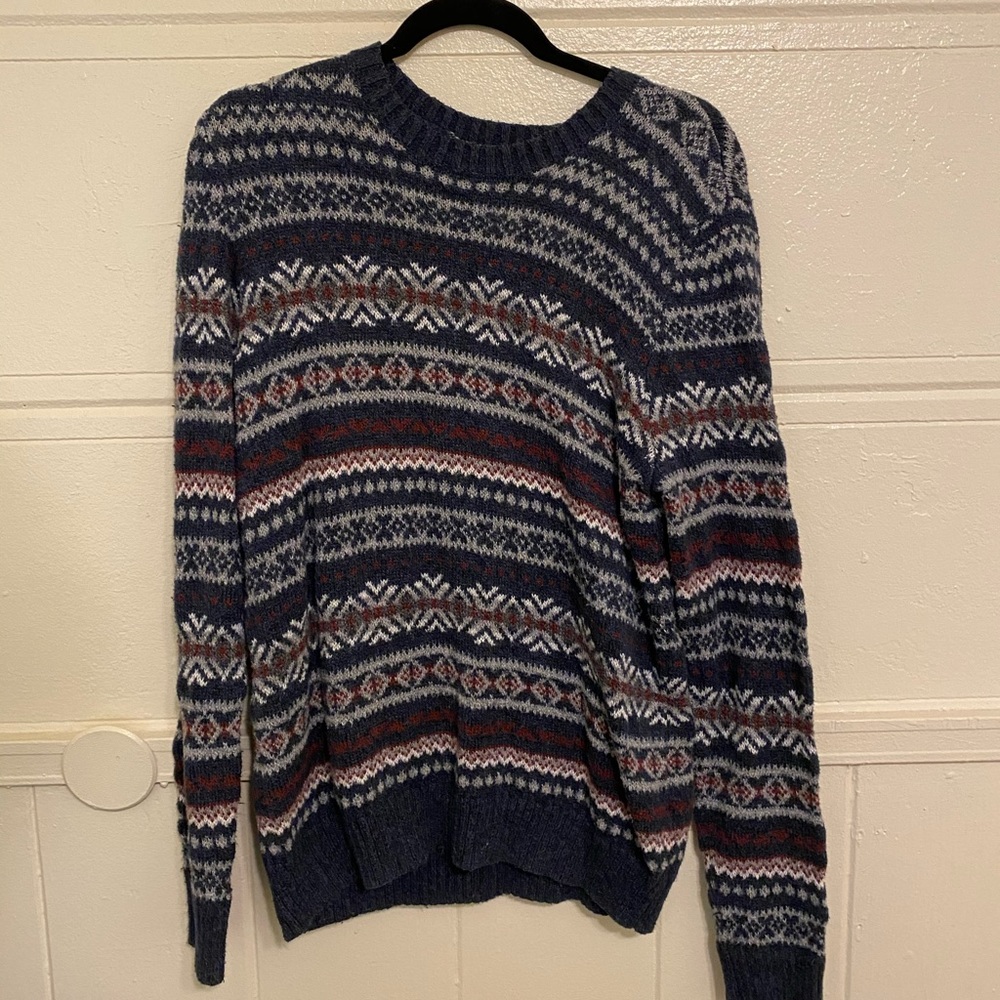 Geometric Woven Knit Sweater